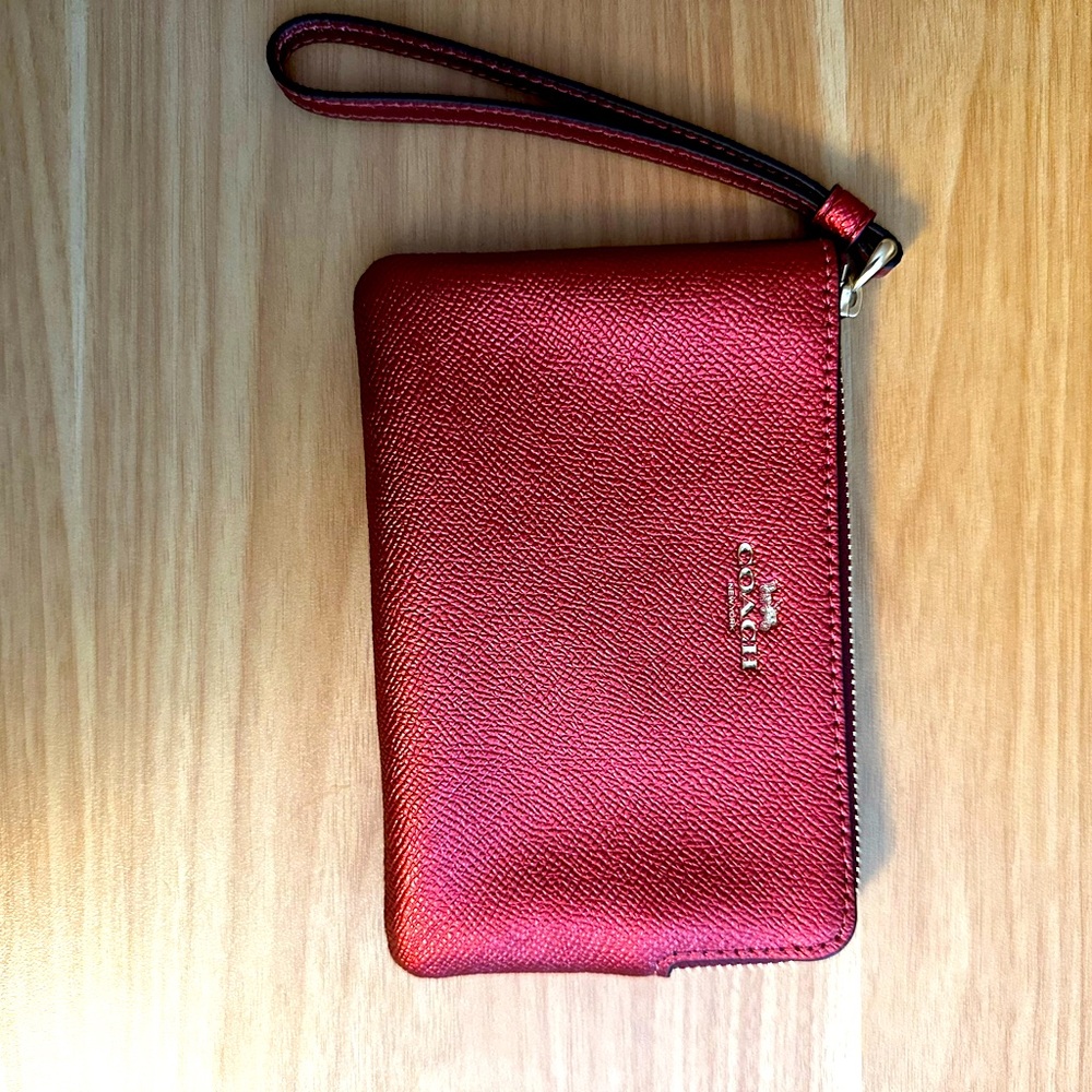 Coach small wrist wallet red sparkle